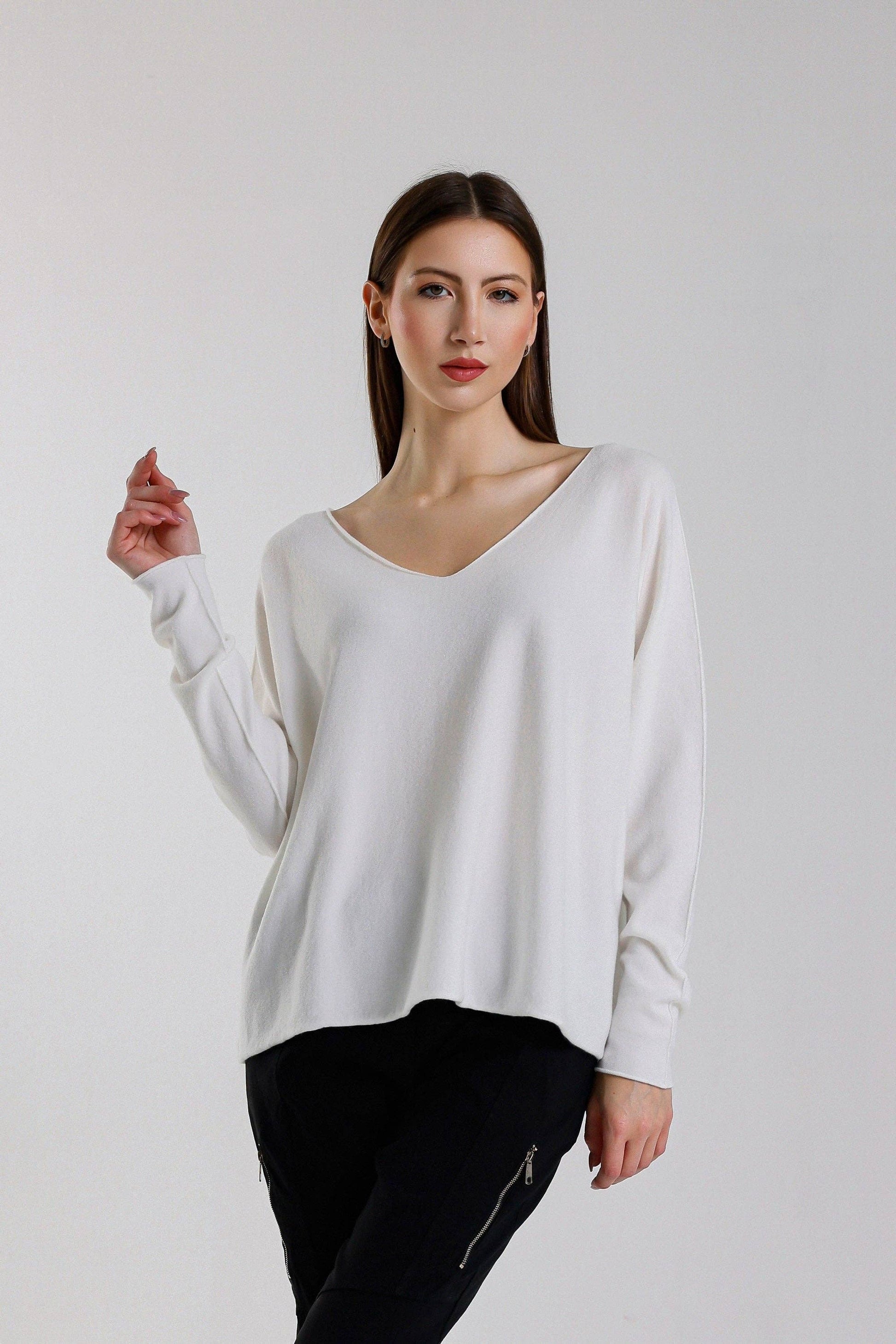 Tricia Seriously Soft V-Neck Sweater (BLS420)