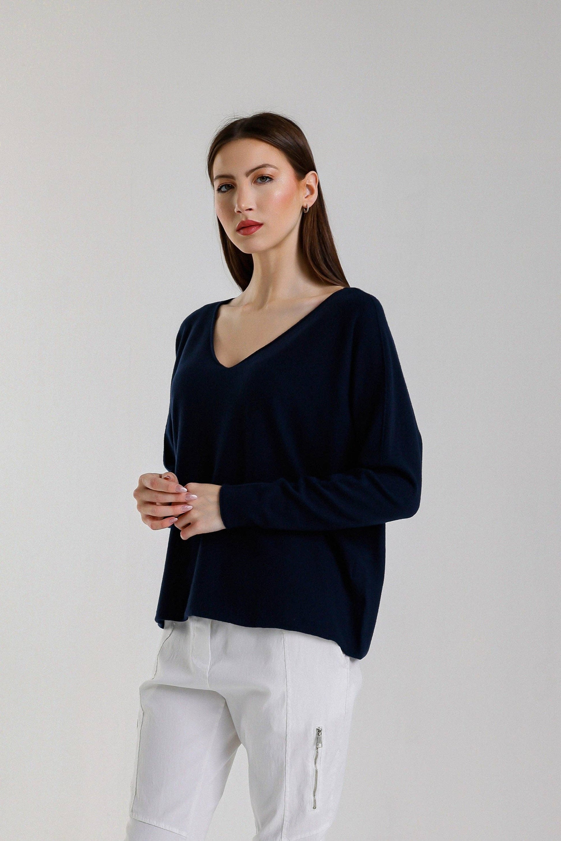 Tricia Seriously Soft V-Neck Sweater (BLS420)