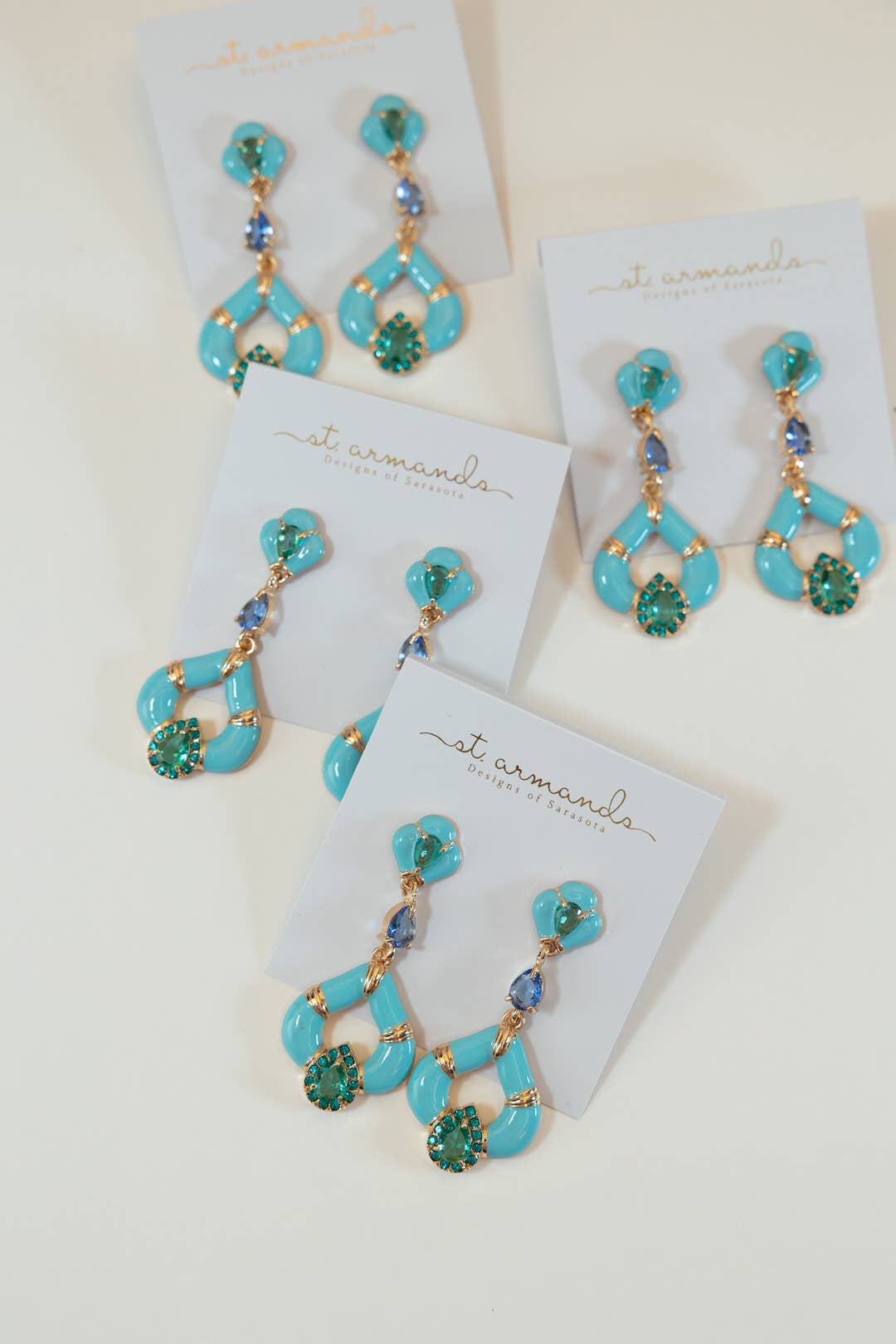 Aegean Dream Crystal Turquoise Teardrop Statement Earrings