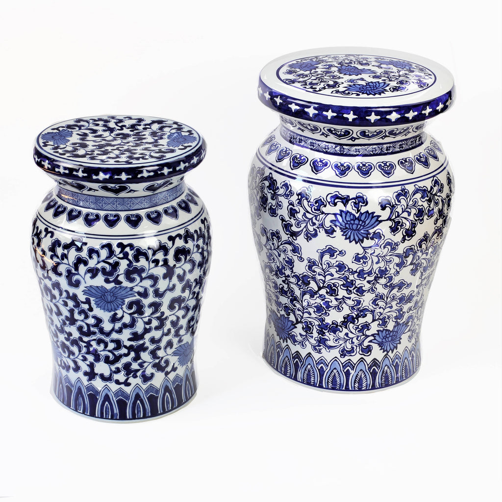 Blue Garden Lotus Podium Stools