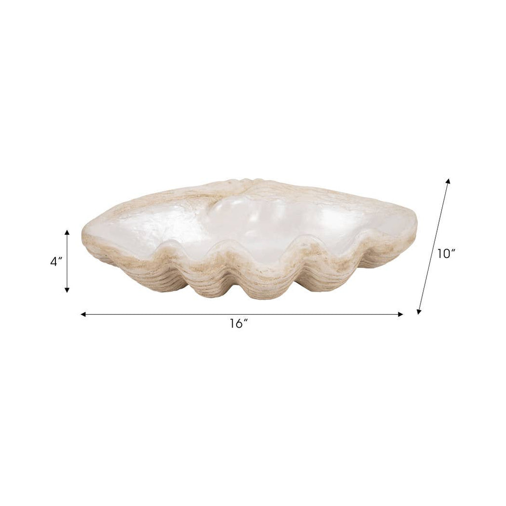 Decorative Bowl - Ivory Resin Coastal Wavy Rim, 16 in.