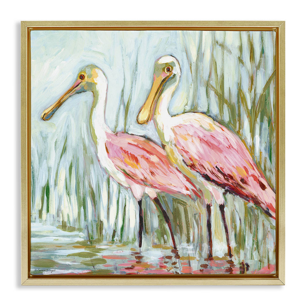 Spoonbill Birds Pair Floating Frame