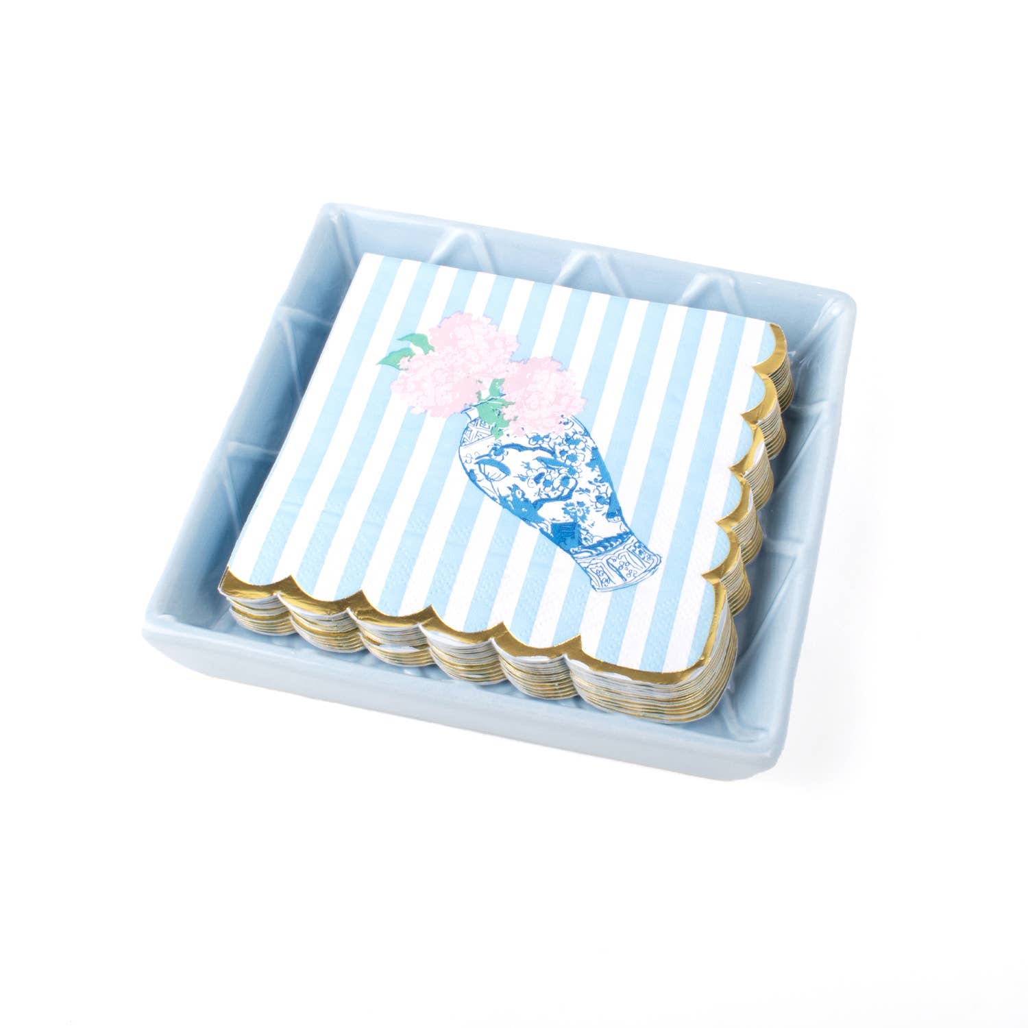Light Blue Textured Beverage Napkin Tray