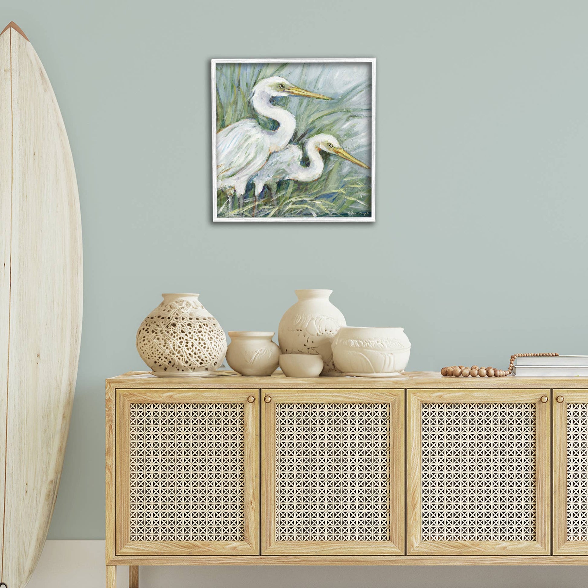 White Herons Habitat - Framed Wall Art