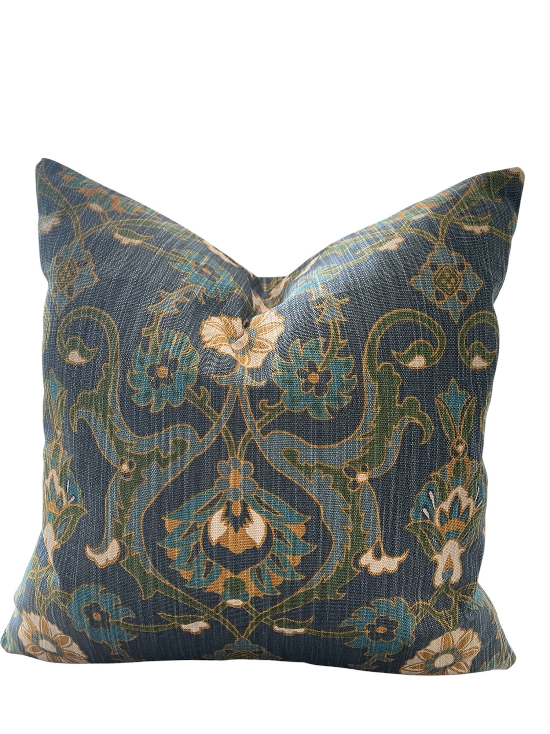 Floral Throw Pillow with Feather Insert      