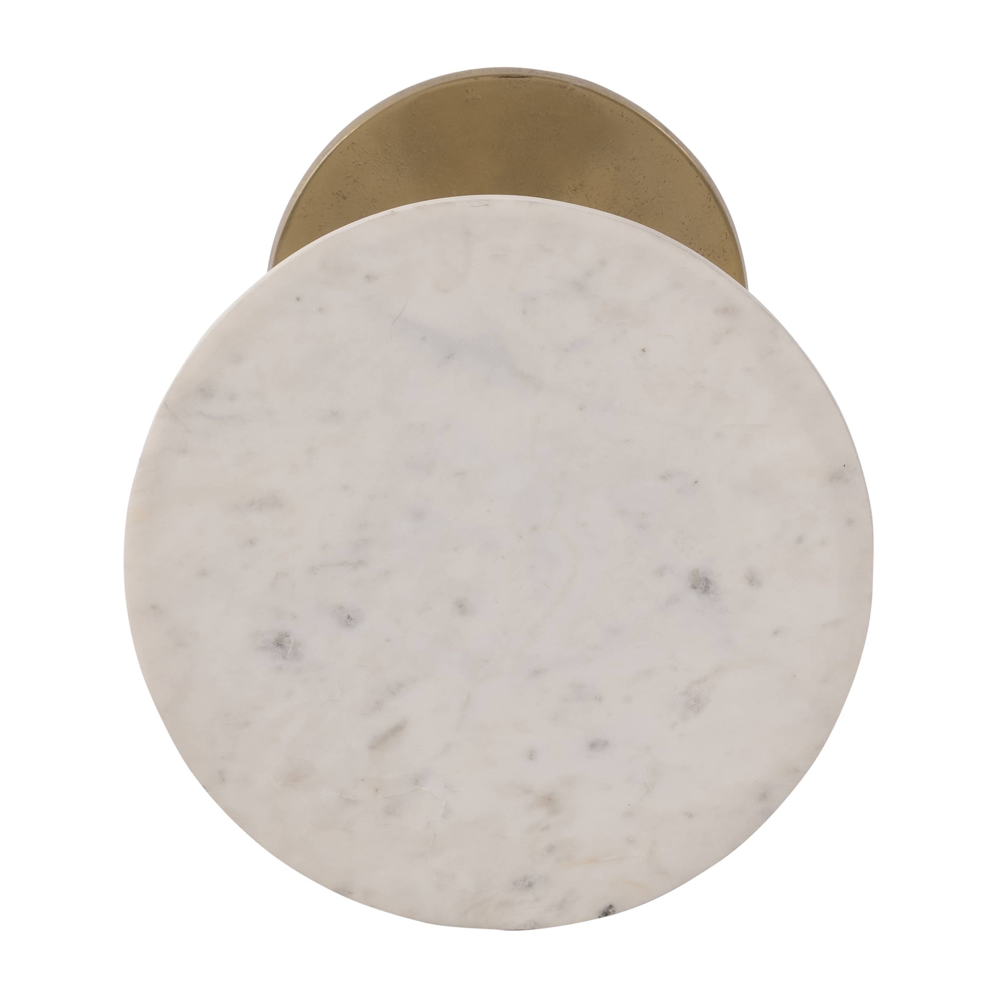 End Table - Gold/White Marble Top Metal Round Base, 24 in.