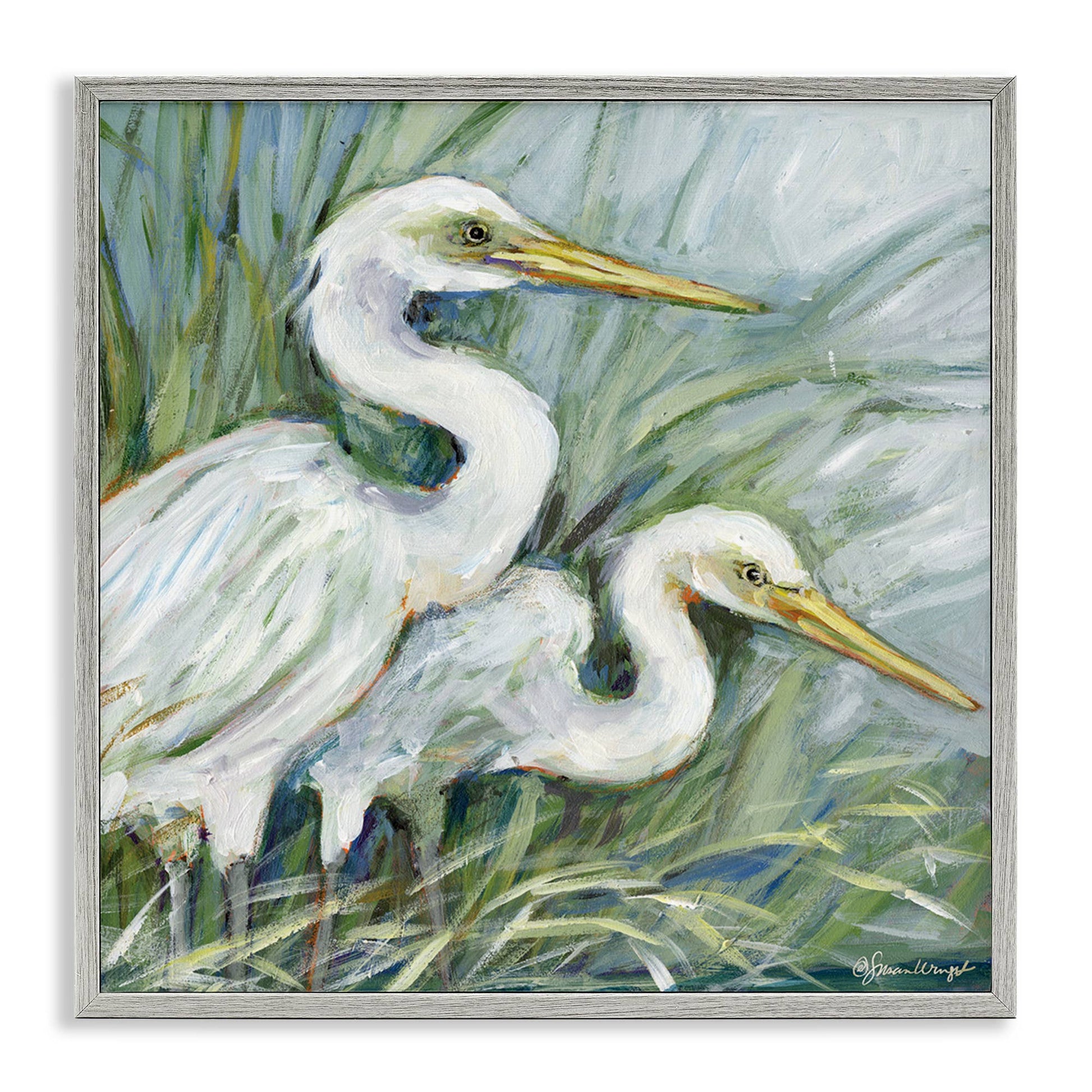 White Herons Habitat - Framed Wall Art
