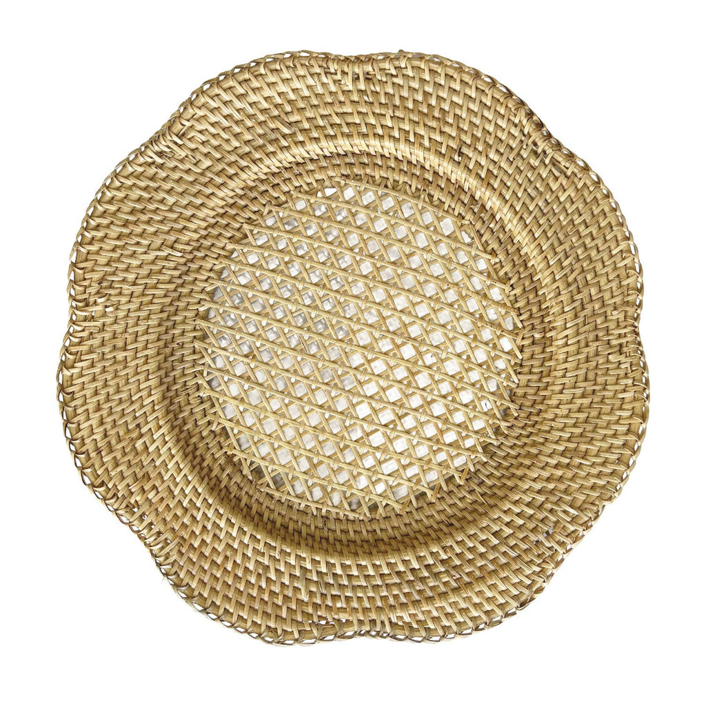 Scallop Rattan Charger Plate (Natural) Wicker Straw Placemat