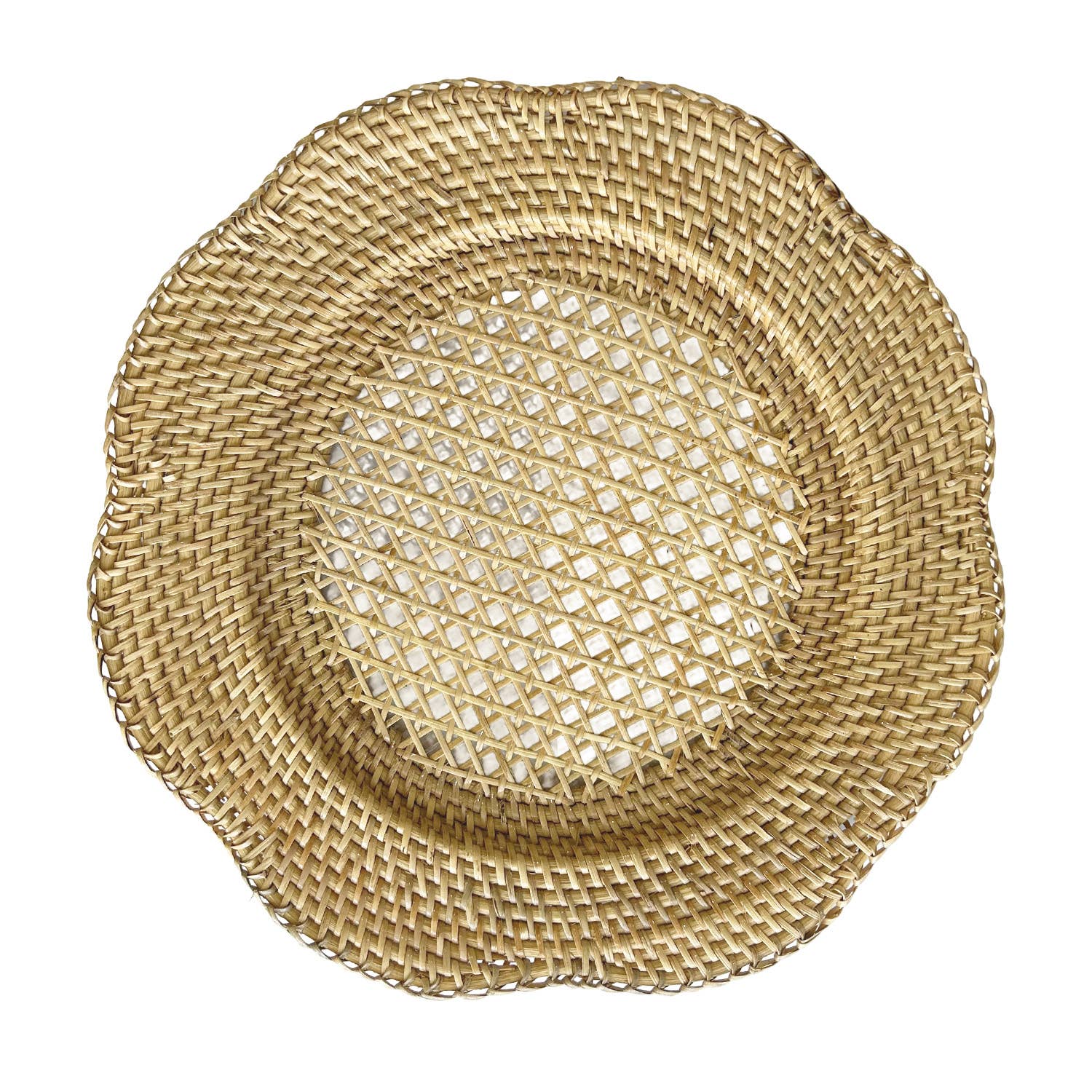 Scallop Rattan Charger Plate (Natural) Wicker Straw Placemat