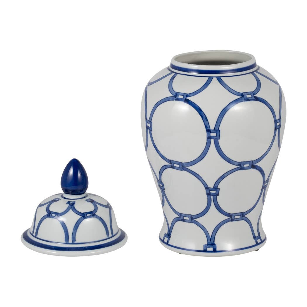 Ceramic Classic Links Decorative Temple Jar - Blue, 18 in.