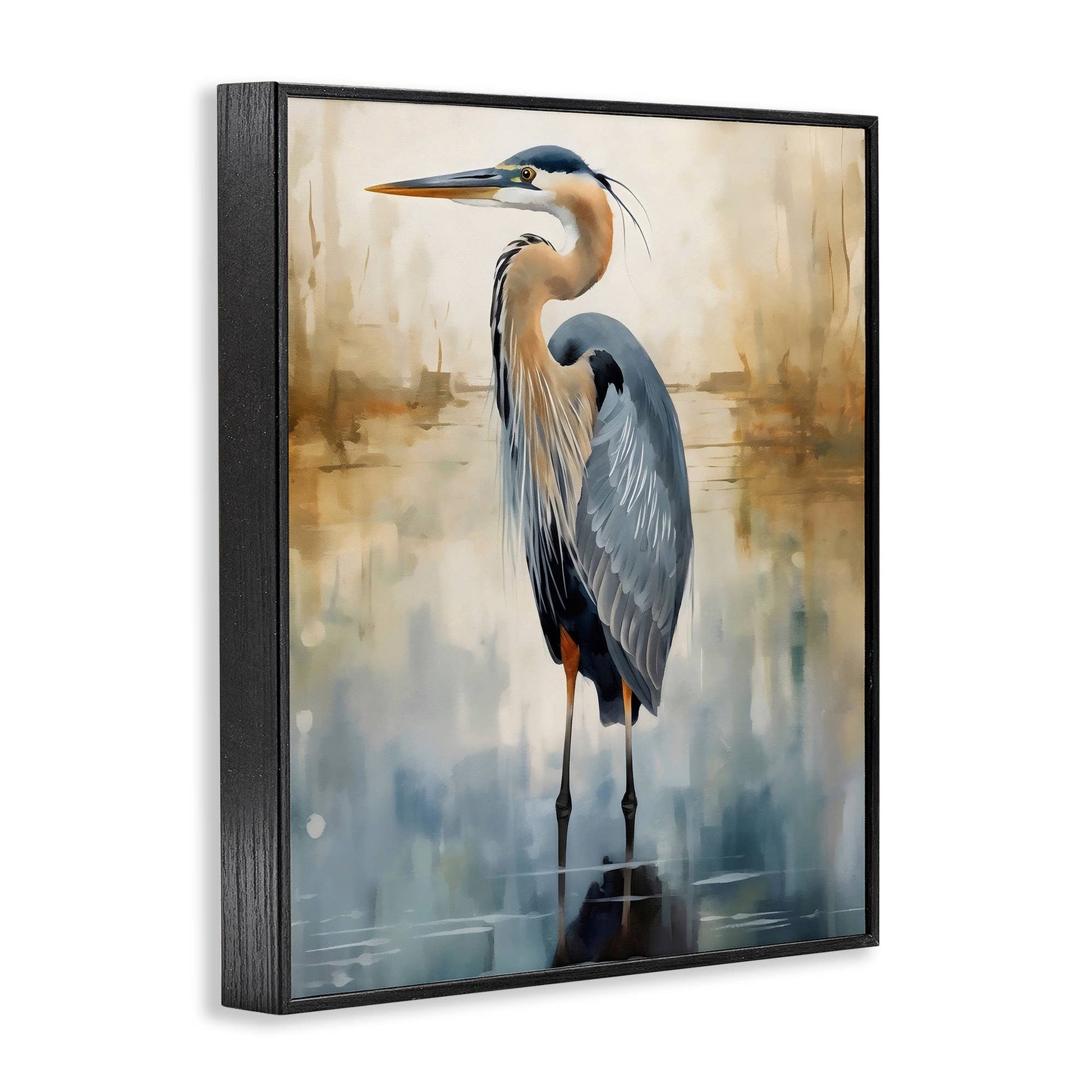 Peaceful Heron over Abstract - Framed Wall Art