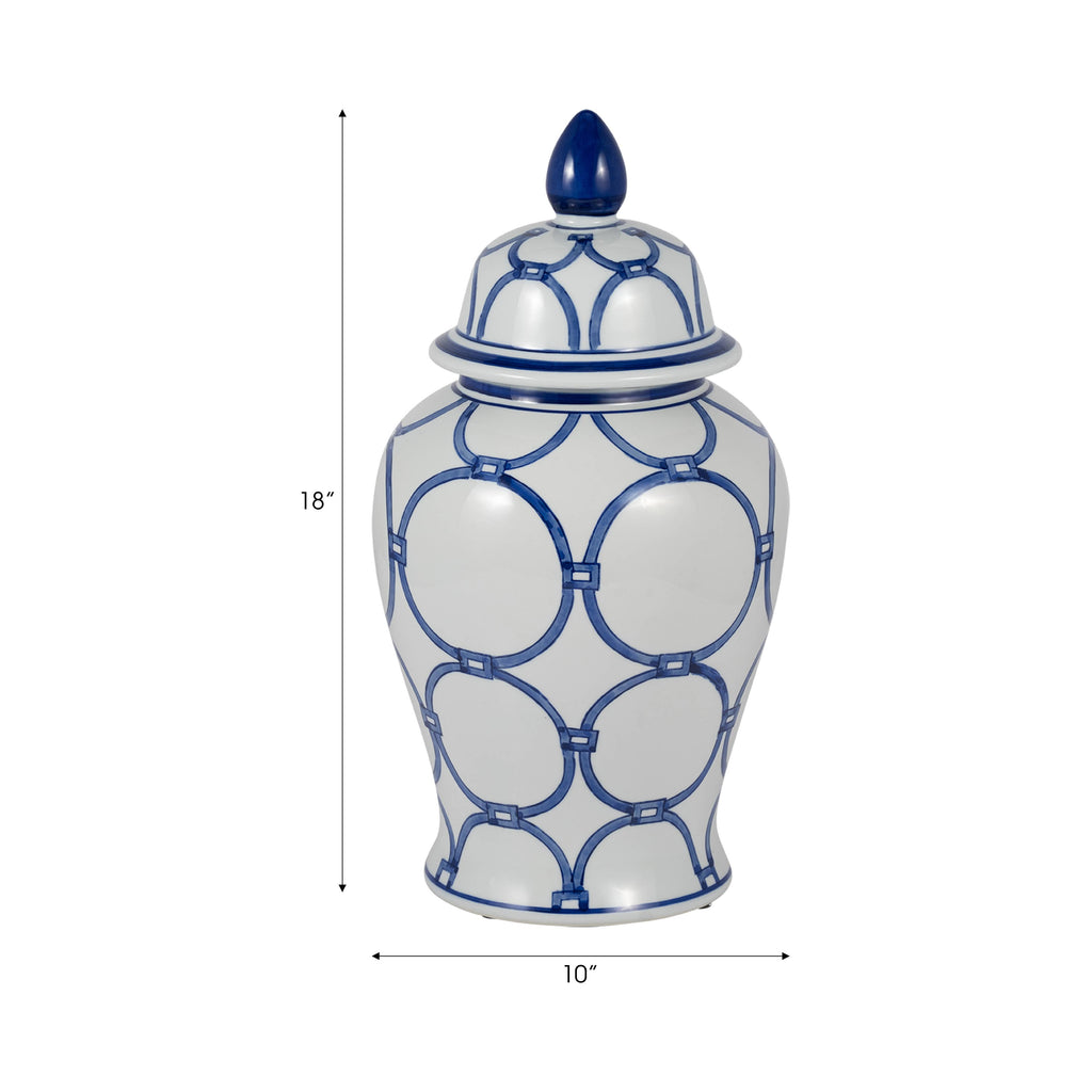 Ceramic Classic Links Decorative Temple Jar - Blue, 18 in.