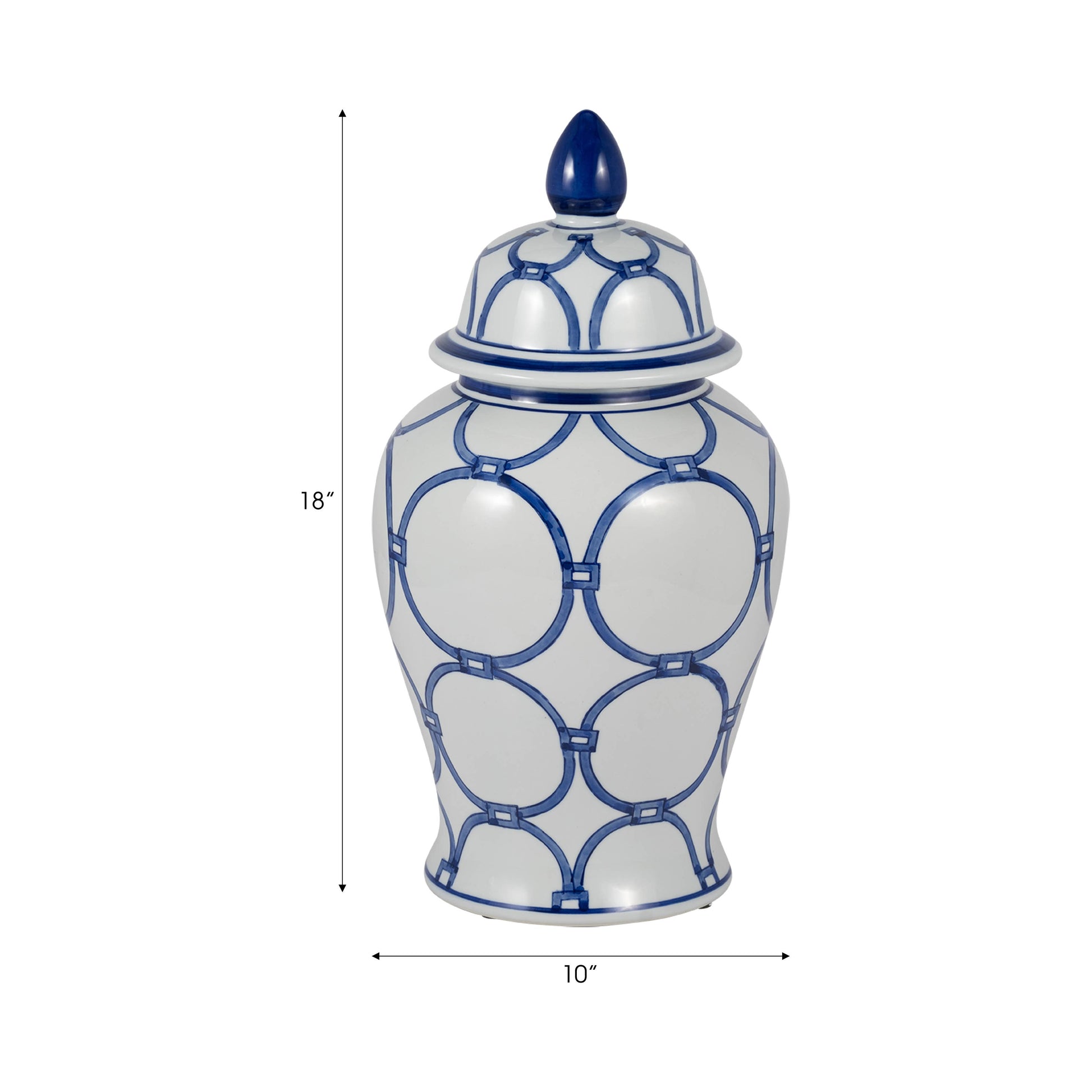 Ceramic Classic Links Decorative Temple Jar - Blue, 18 in.