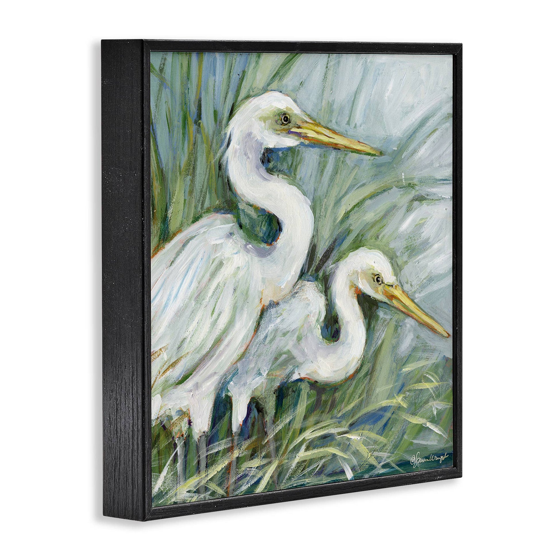 White Herons Habitat - Framed Wall Art