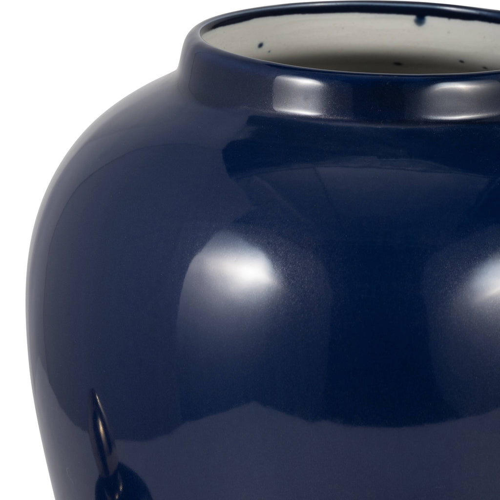 Ceramic Classic Decorative Temple Jar - Navy/Gold, 18 in.