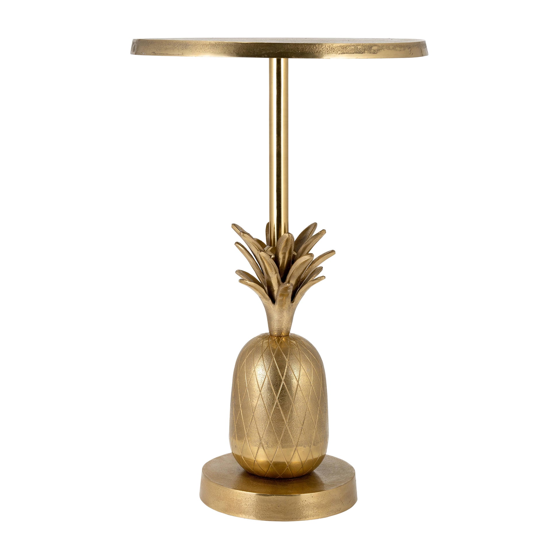 Gold 15x24 in. Metal Round Top Pineapple Side Table