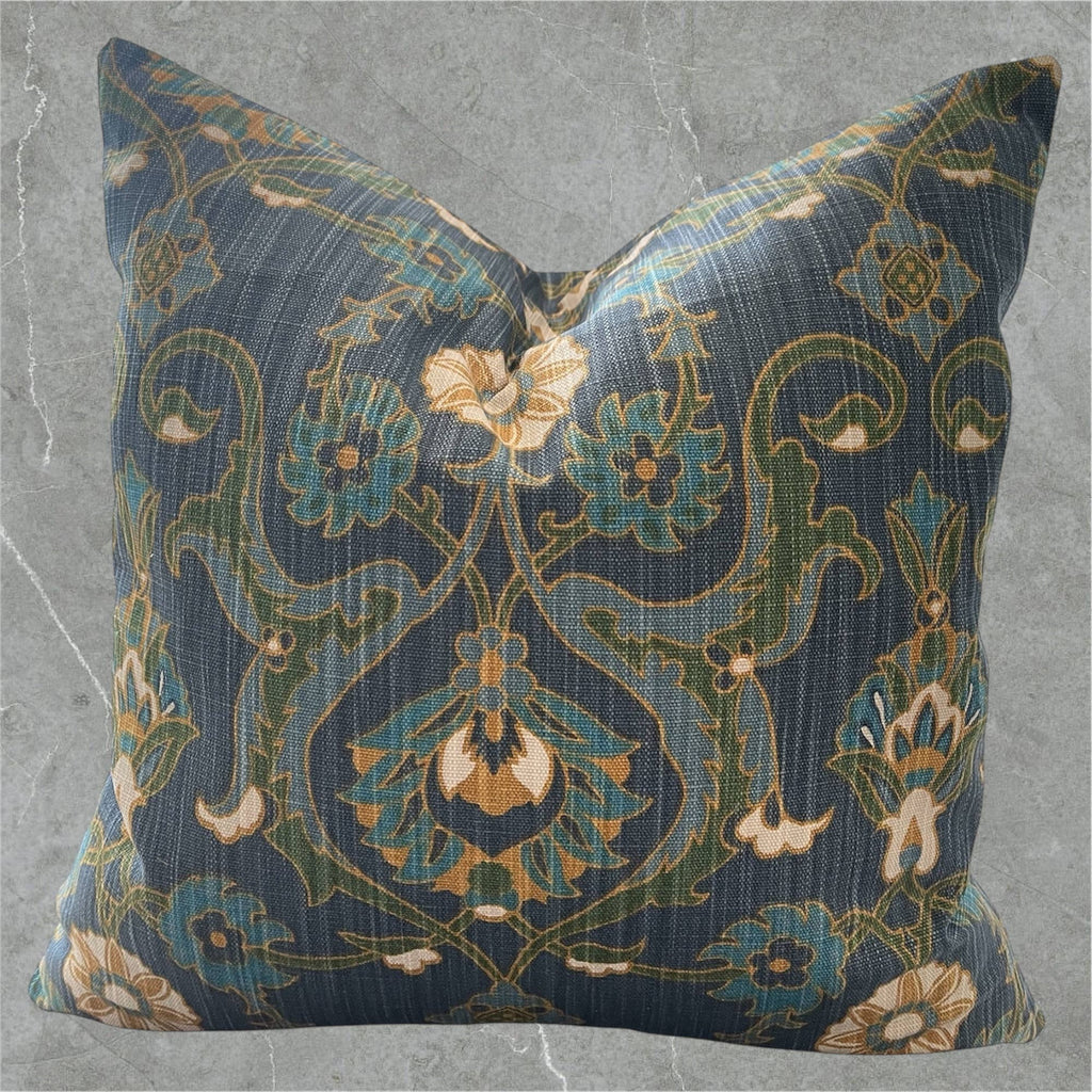 Floral Throw Pillow with Feather Insert      