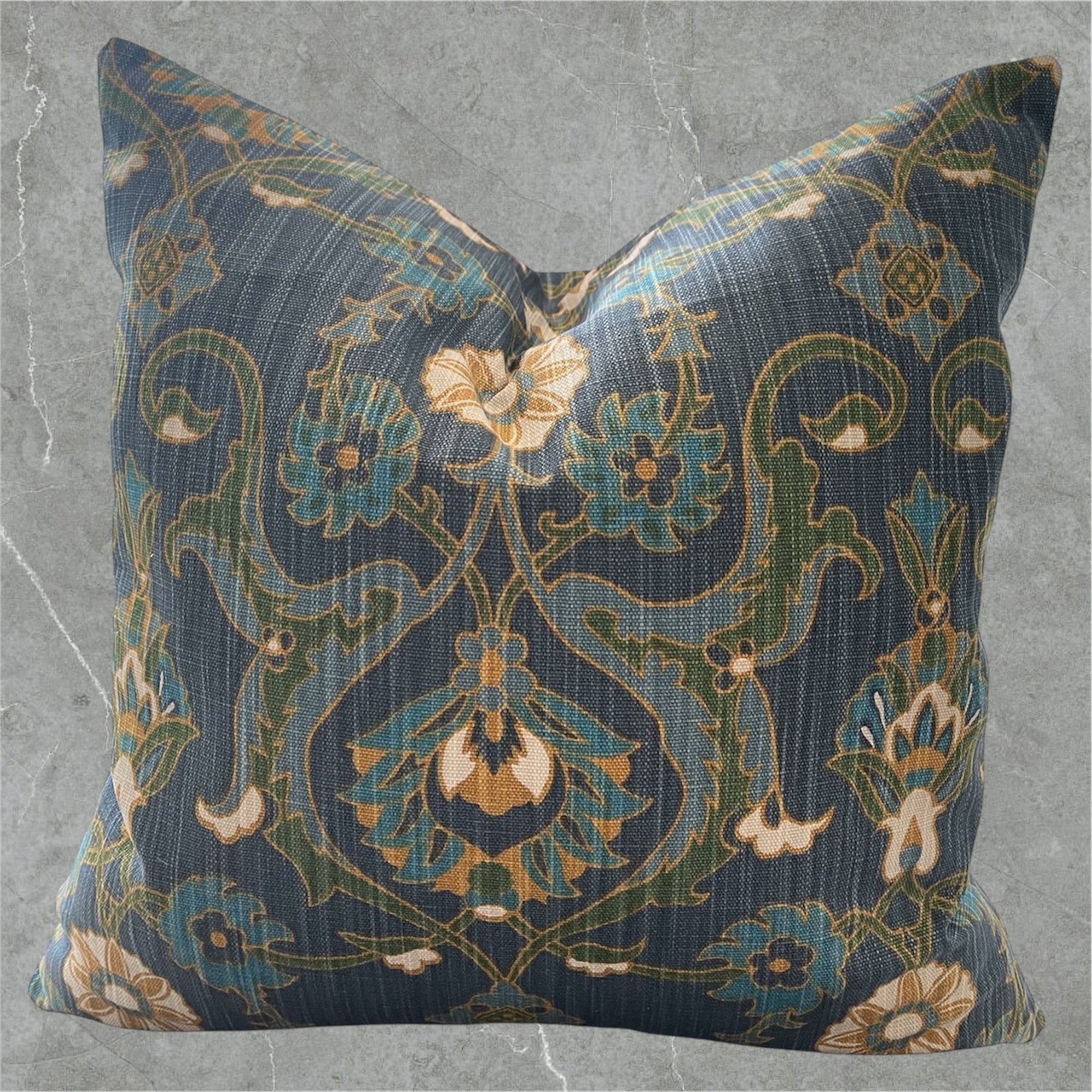 Floral Throw Pillow with Feather Insert      