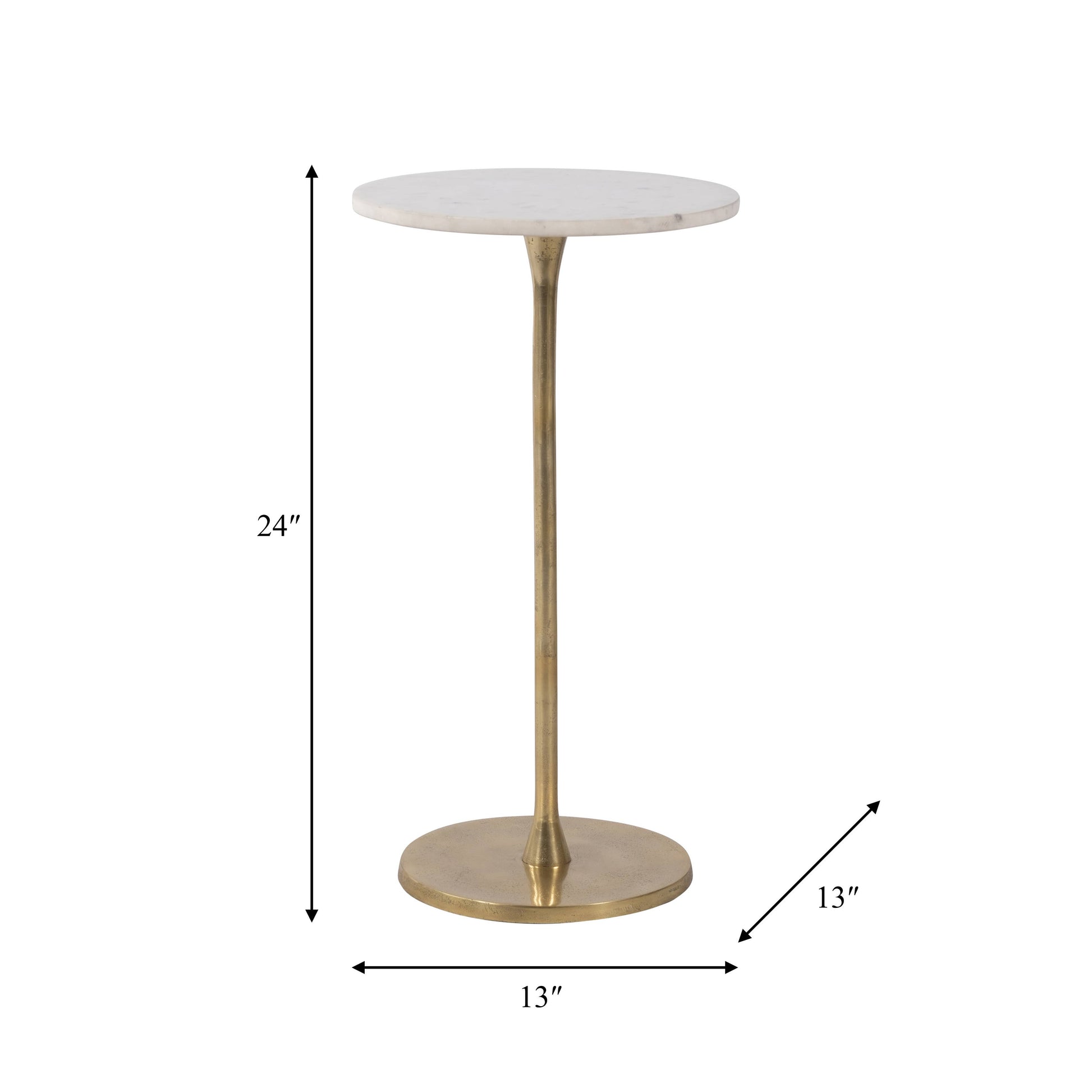 End Table - Gold/White Marble Top Metal Round Base, 24 in.