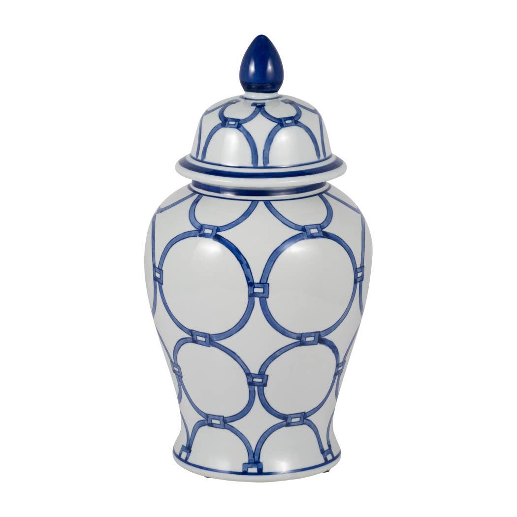 Ceramic Classic Links Decorative Temple Jar - Blue, 18 in.