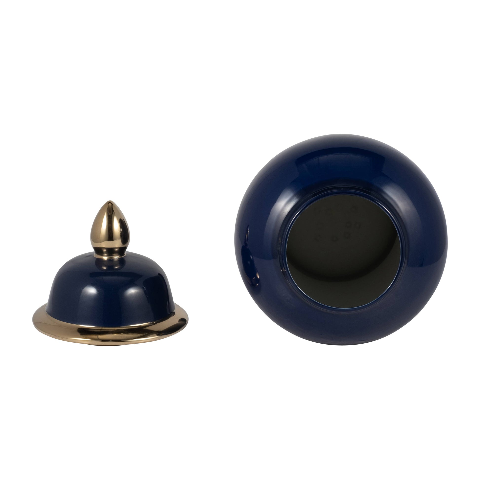 Ceramic Classic Decorative Temple Jar - Navy/Gold, 18 in.