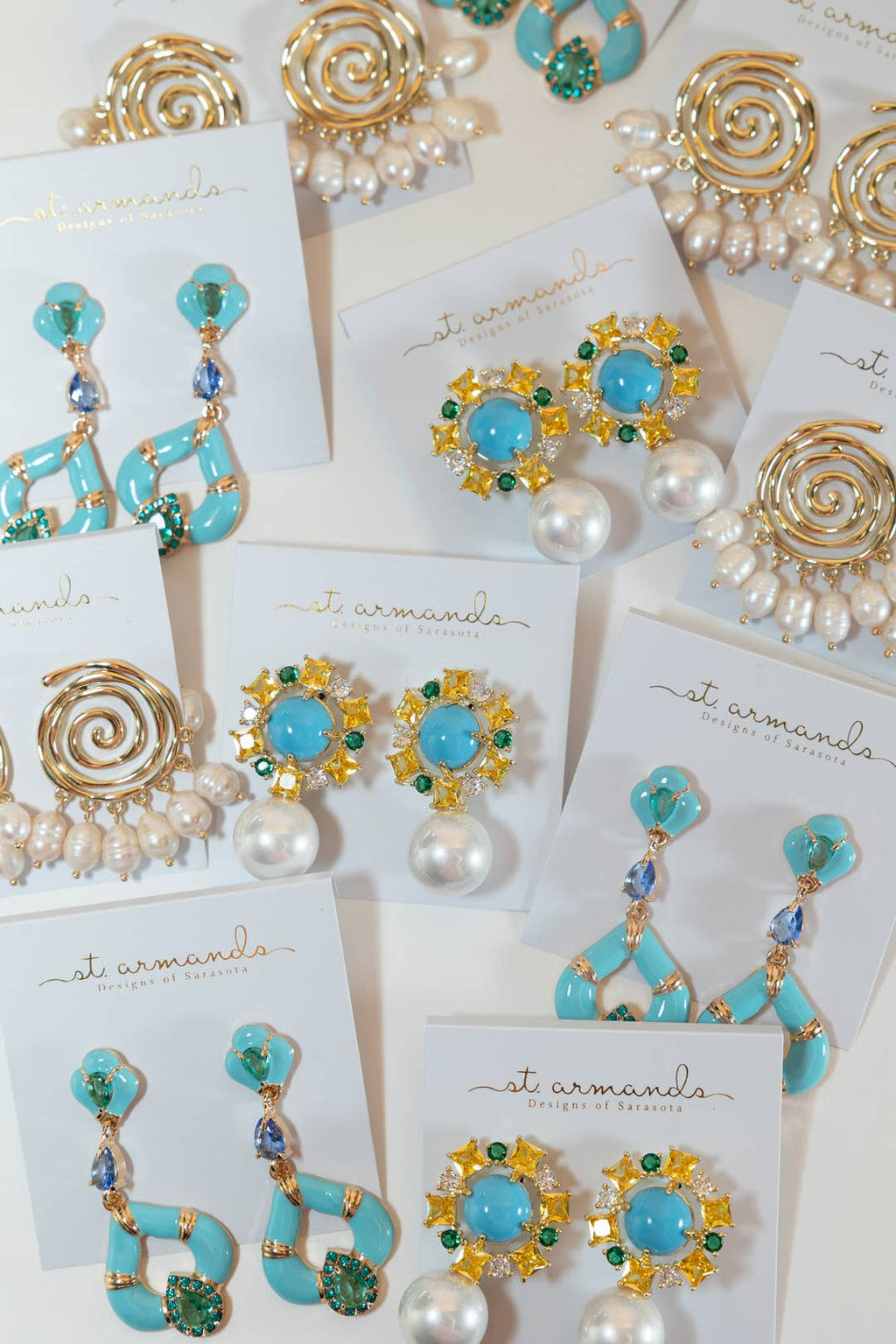 Aegean Dream Crystal Turquoise Teardrop Statement Earrings