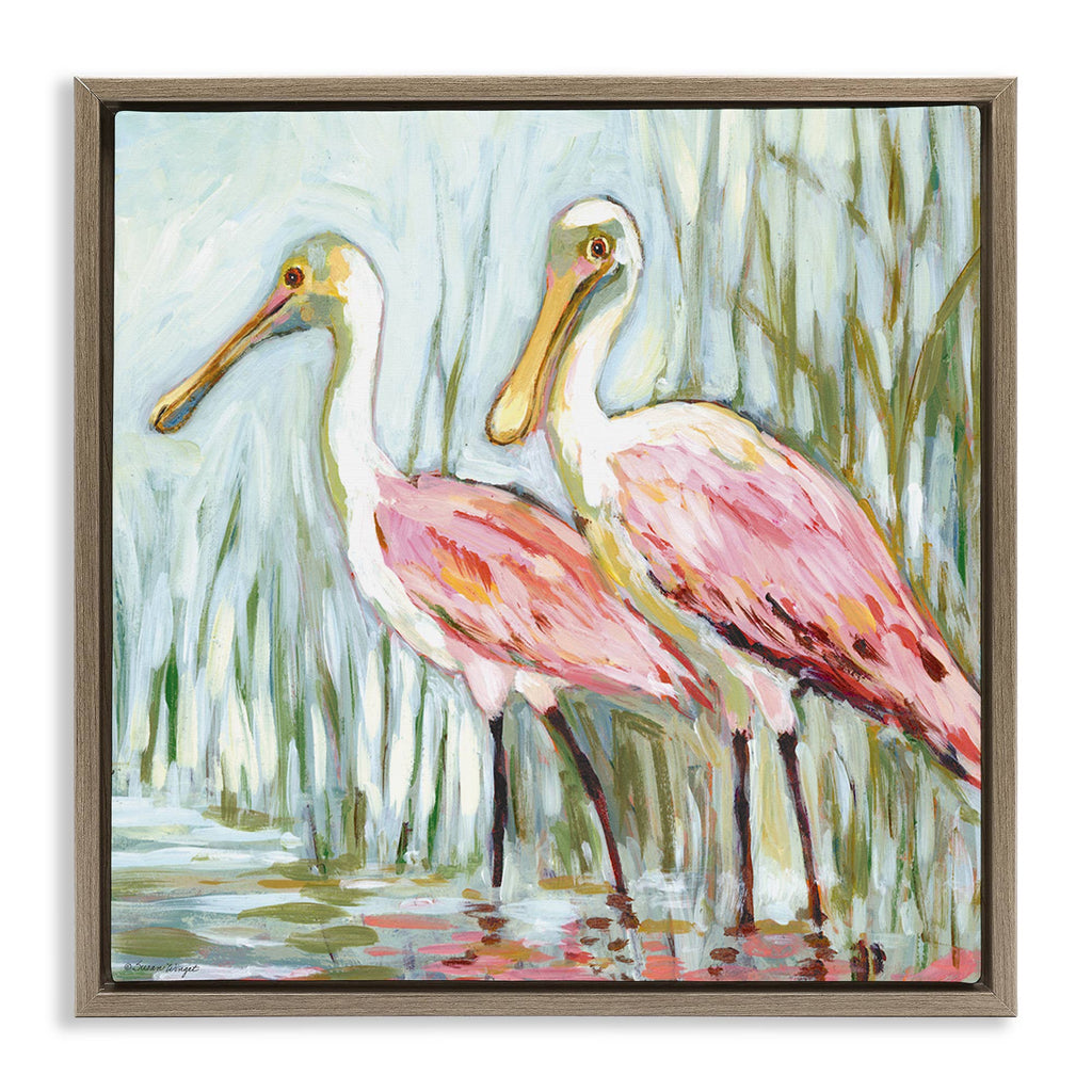 Spoonbill Birds Pair Floating Frame