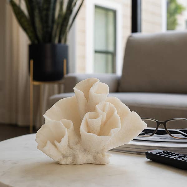 Decorative Figurine - Ivory Resin Coastal Coral, 8 in.