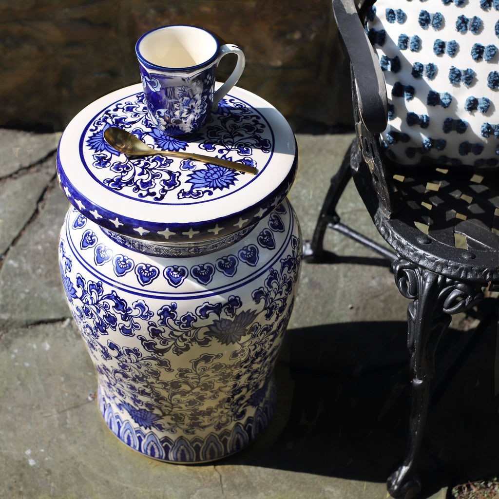Blue Garden Lotus Podium Stools