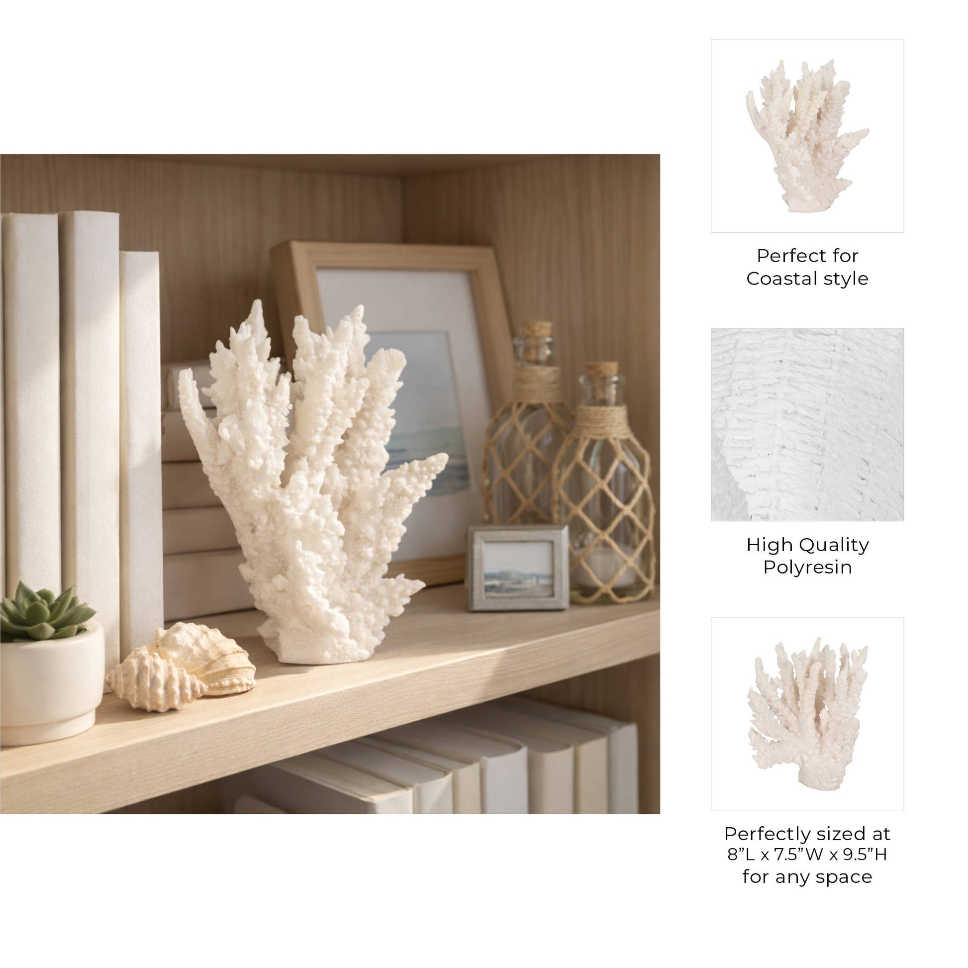 White 10 in. Resin Novelty Coastal Coral Reef Figurine