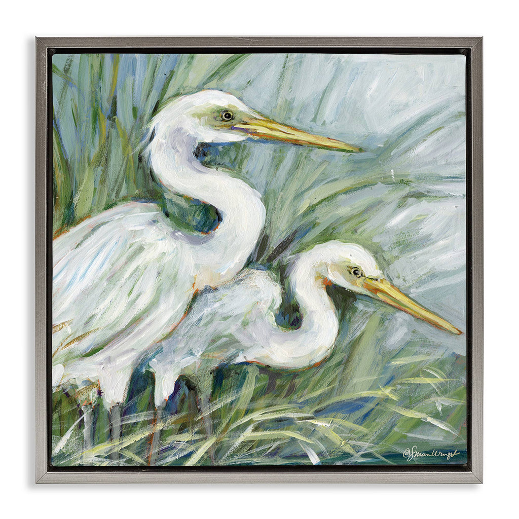 White Herons Habitat - Framed Wall Art