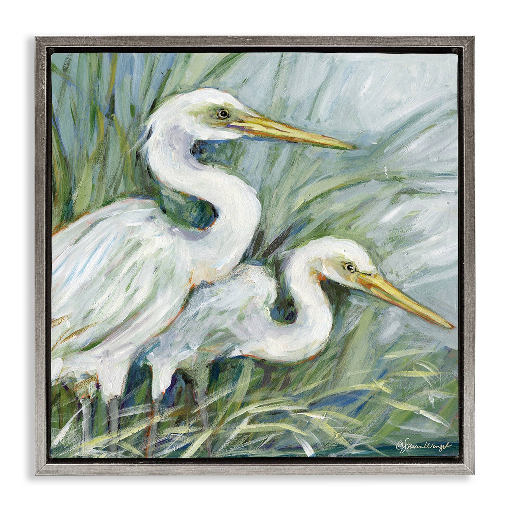 White Herons Habitat - Framed Wall Art