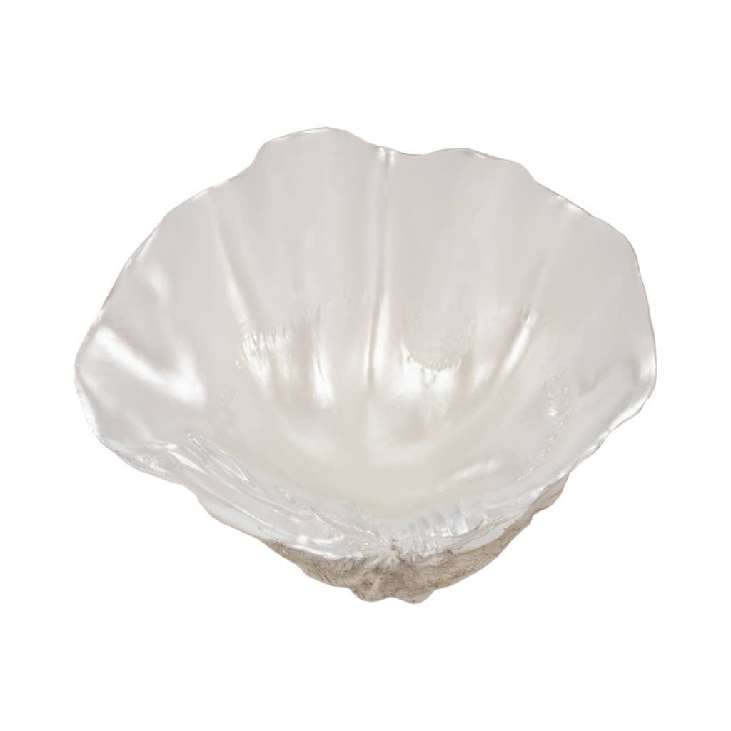 Decorative Bowl - Ivory Resin Coastal Pearlized Shell, 9 in.