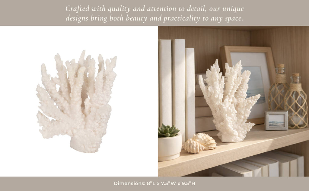 White 10 in. Resin Novelty Coastal Coral Reef Figurine