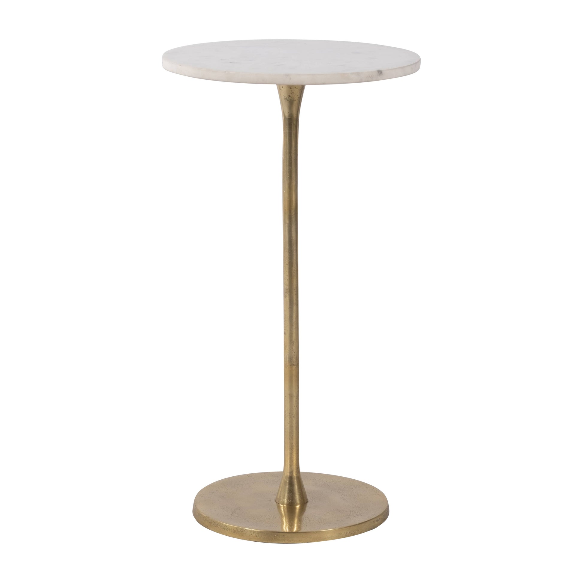 End Table - Gold/White Marble Top Metal Round Base, 24 in.