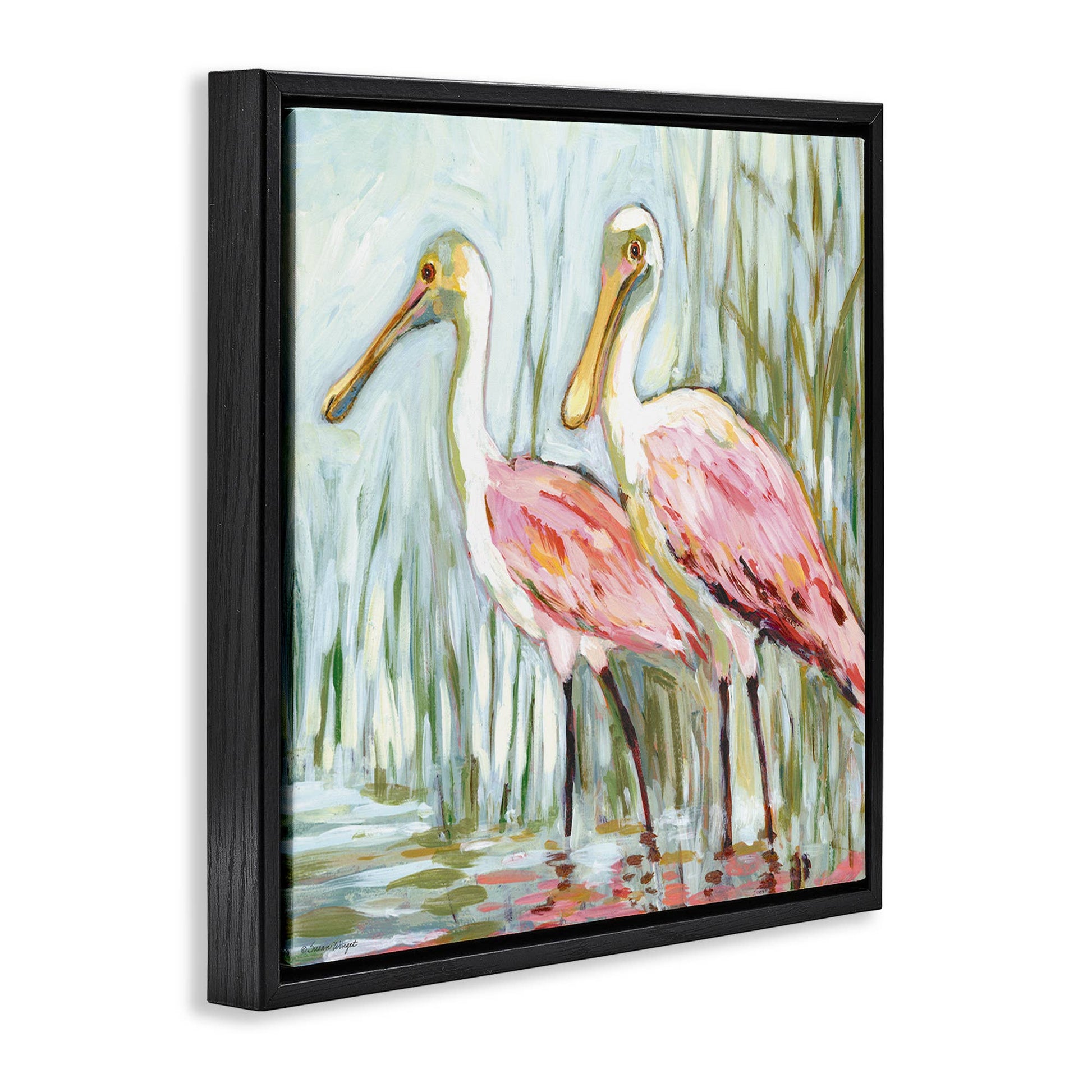 Spoonbill Birds Pair Floating Frame