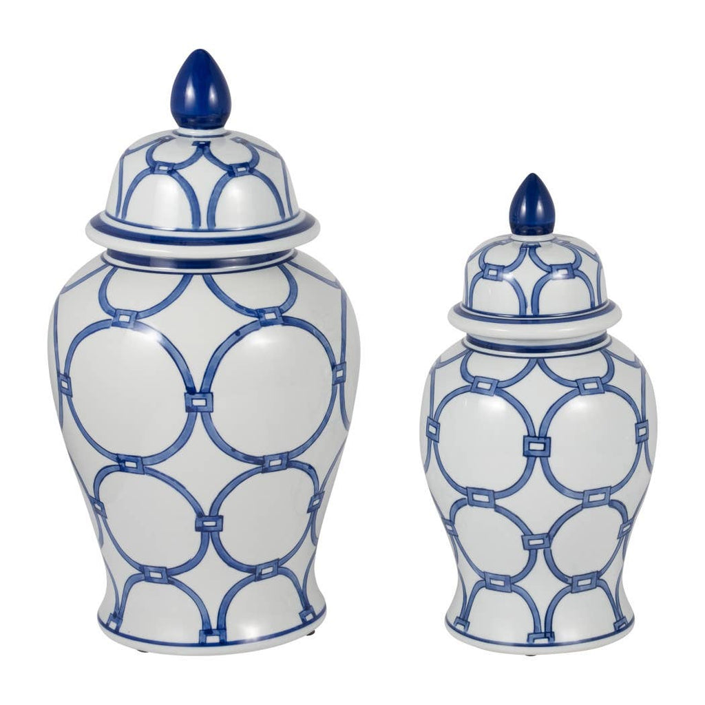 Ceramic Classic Links Decorative Temple Jar - Blue, 18 in.