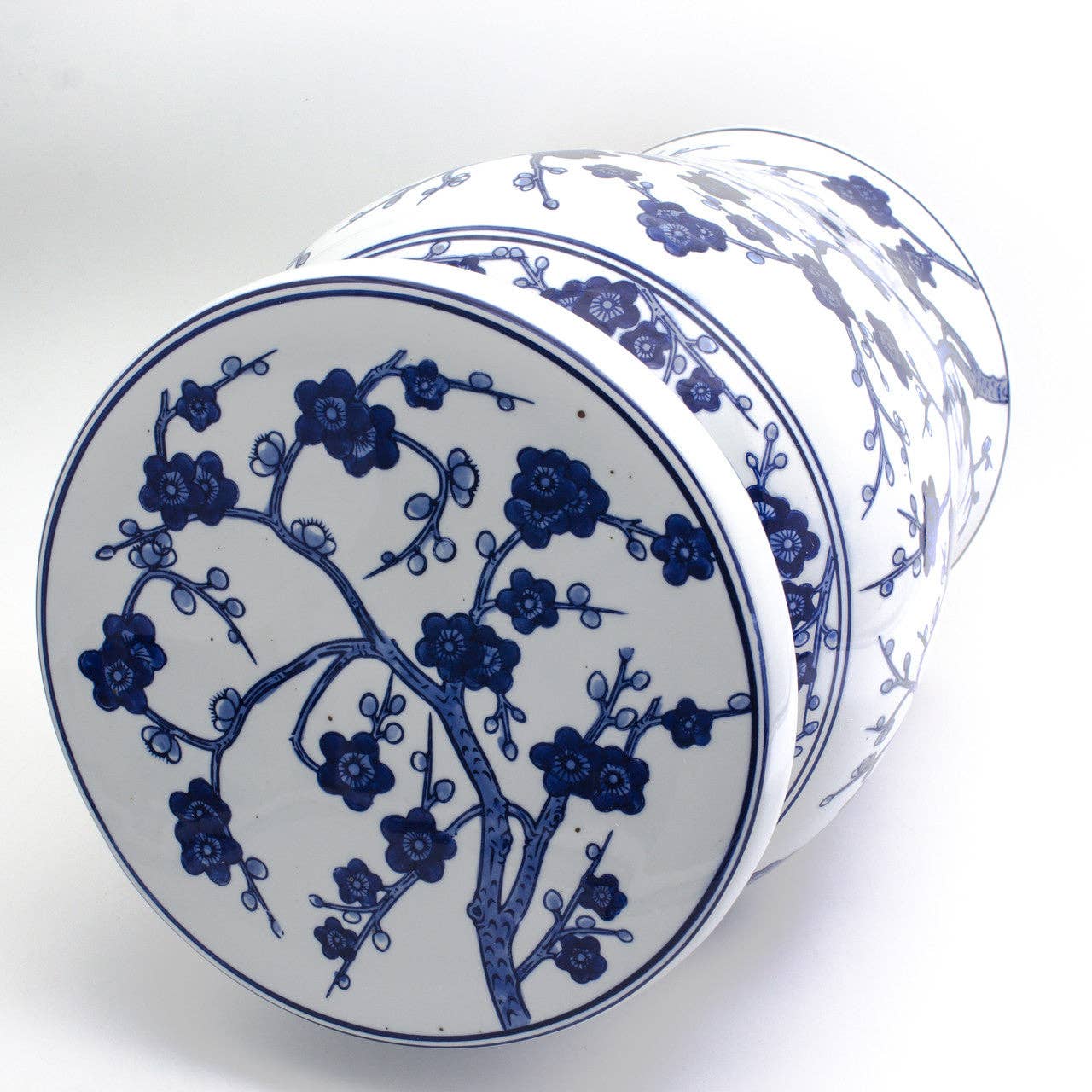 Blue Garden Blue and White 18'' Cherry Blossom Podium Stool