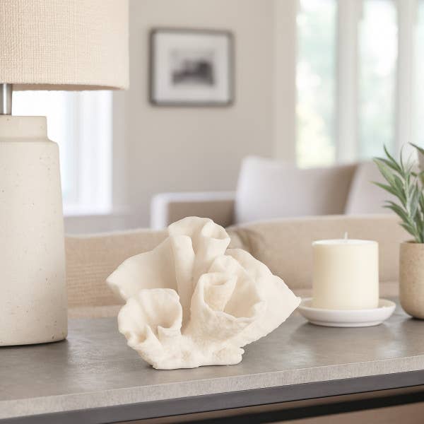 Decorative Figurine - Ivory Resin Coastal Coral, 8 in.