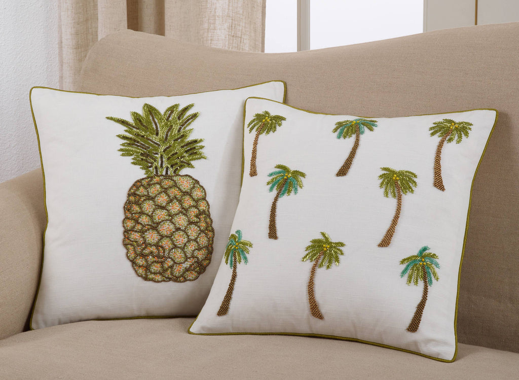 Beaded Palm Tree Pillow - Poly Filled