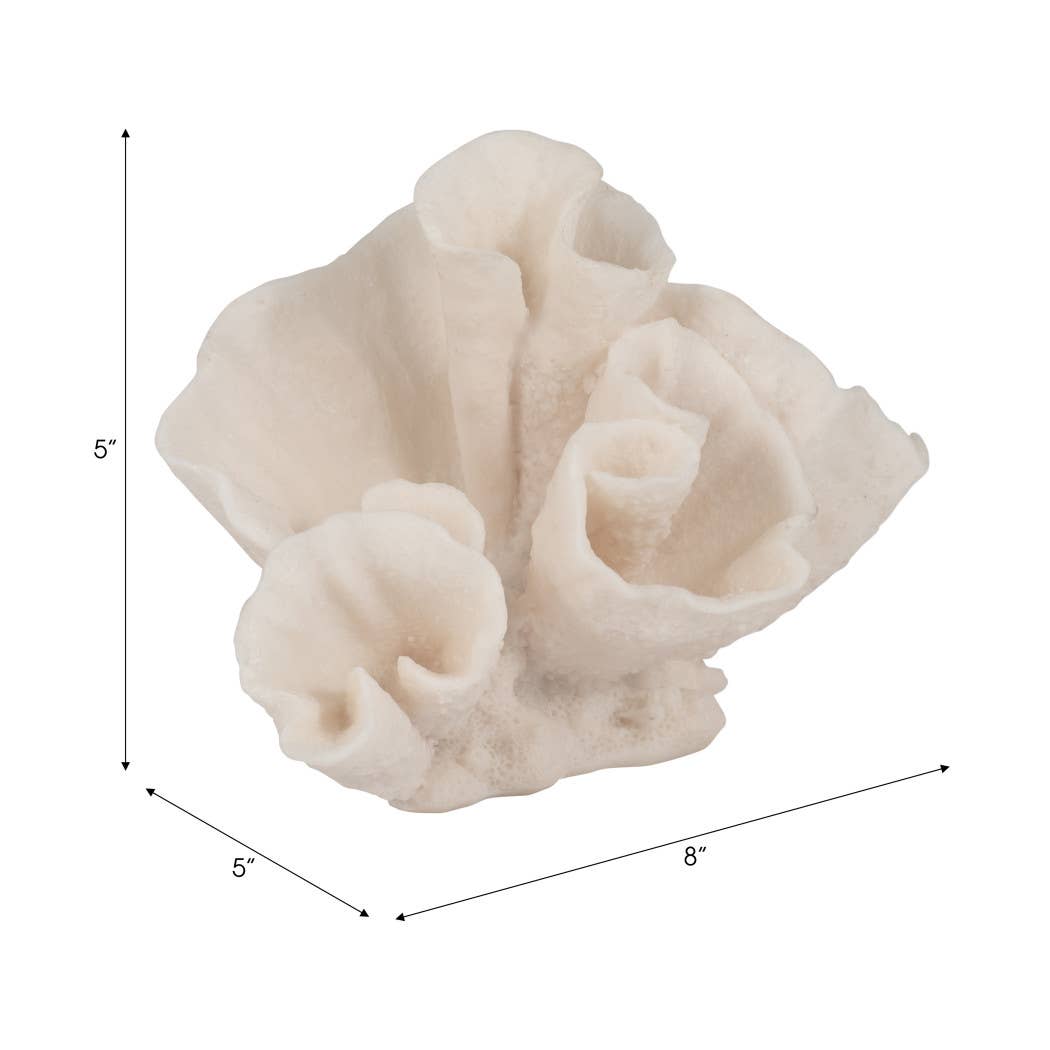 Decorative Figurine - Ivory Resin Coastal Coral, 8 in.