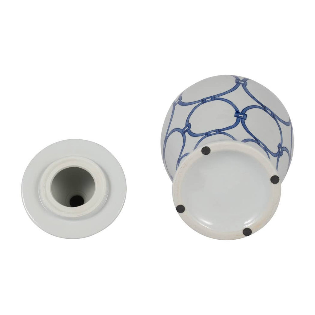 Ceramic Classic Links Decorative Temple Jar - Blue, 18 in.
