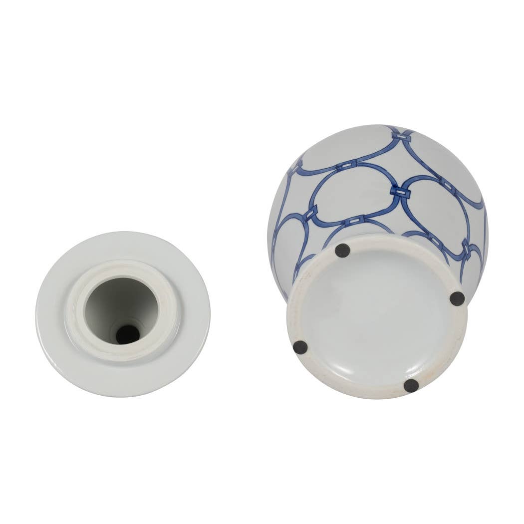 Ceramic Classic Links Decorative Temple Jar - Blue, 18 in.