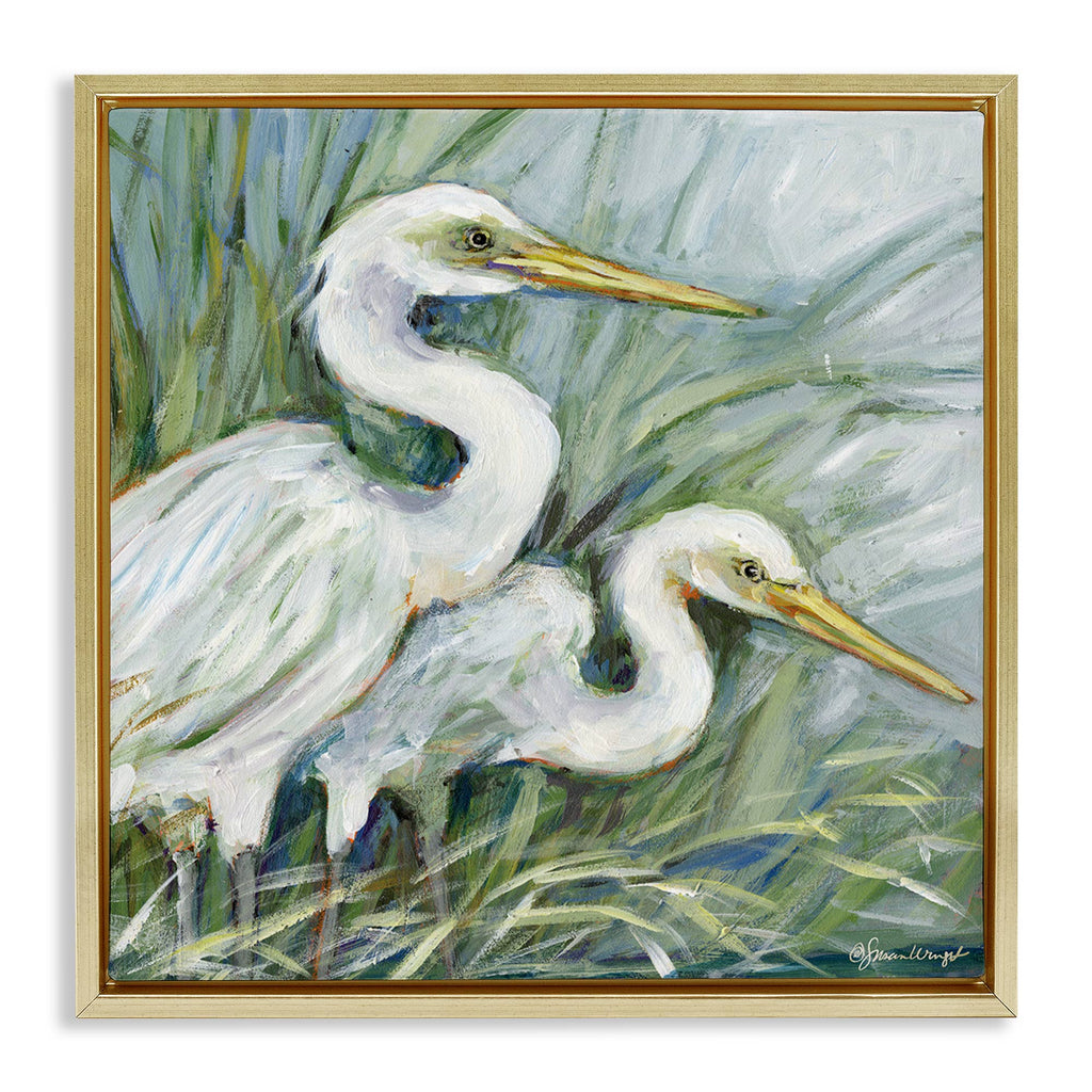 White Herons Habitat - Framed Wall Art