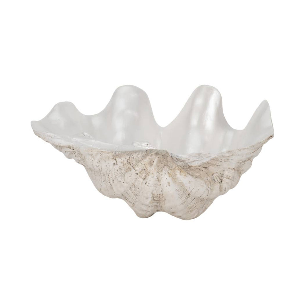 Decorative Bowl - Ivory Resin Coastal Pearlized Shell, 9 in.