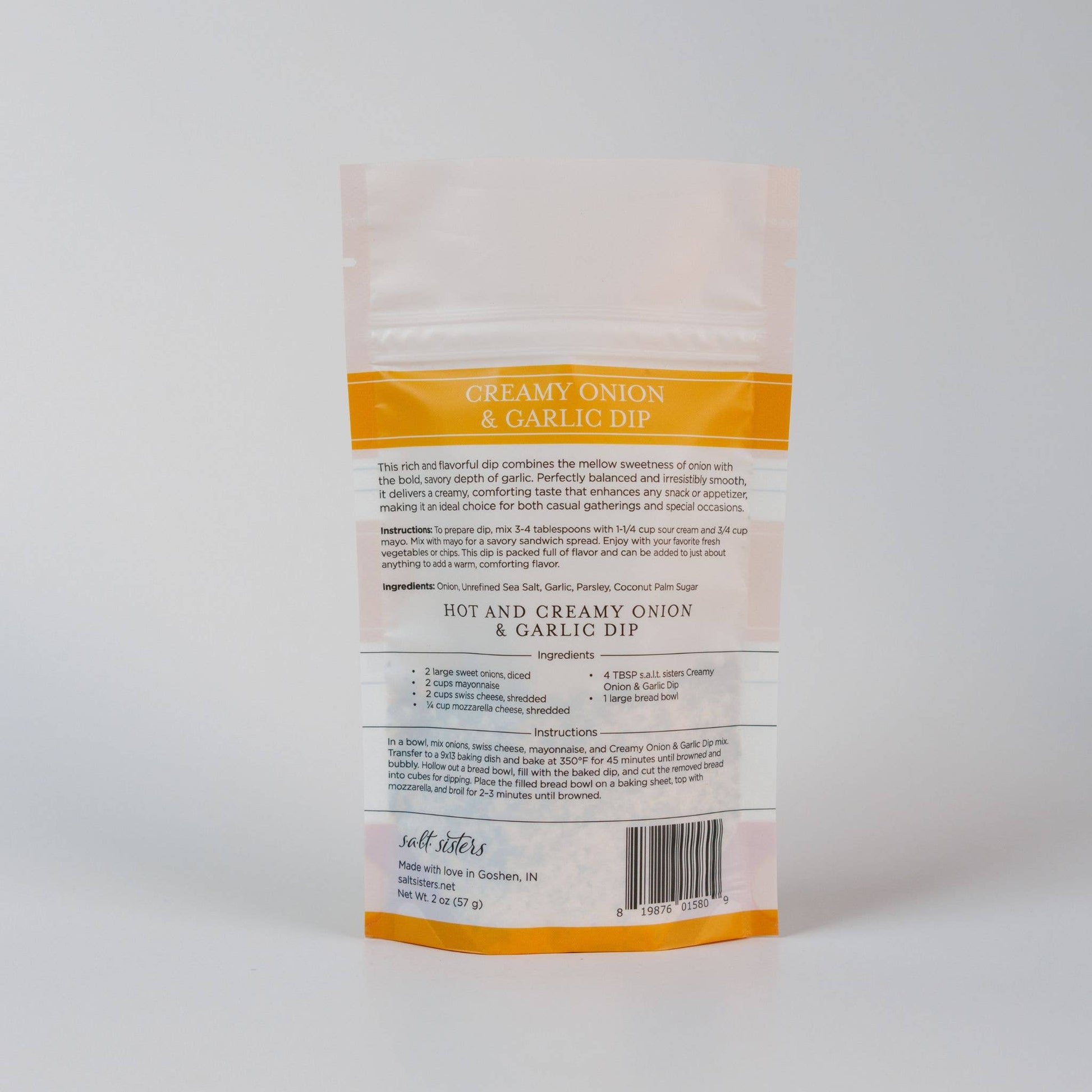 Dip Seasoning Mix - Creamy Onion & Garlic - Packaged Weights