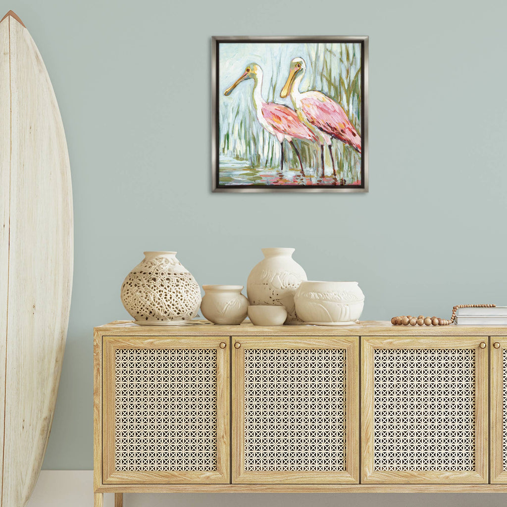 Spoonbill Birds Pair Floating Frame