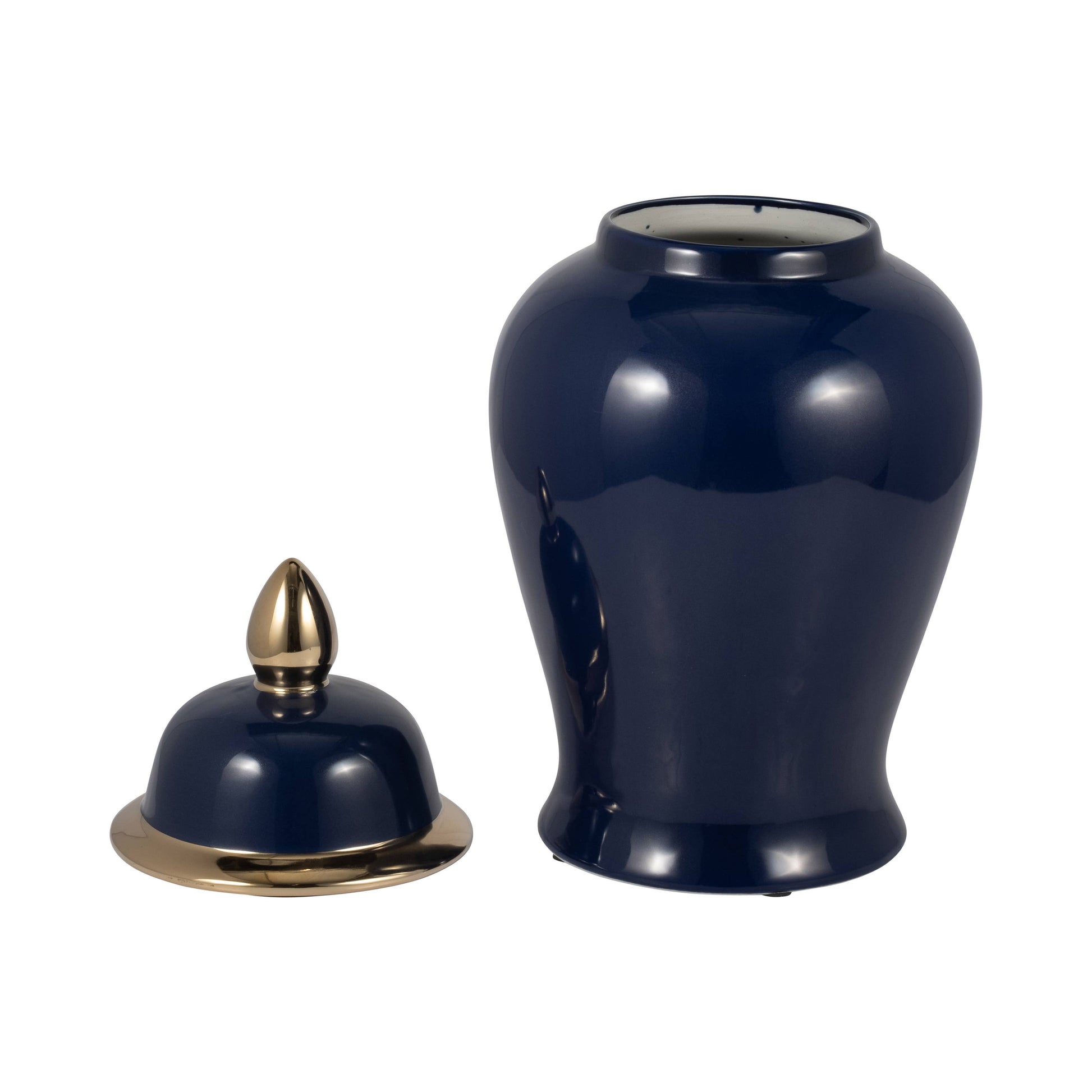 Ceramic Classic Decorative Temple Jar - Navy/Gold, 18 in.