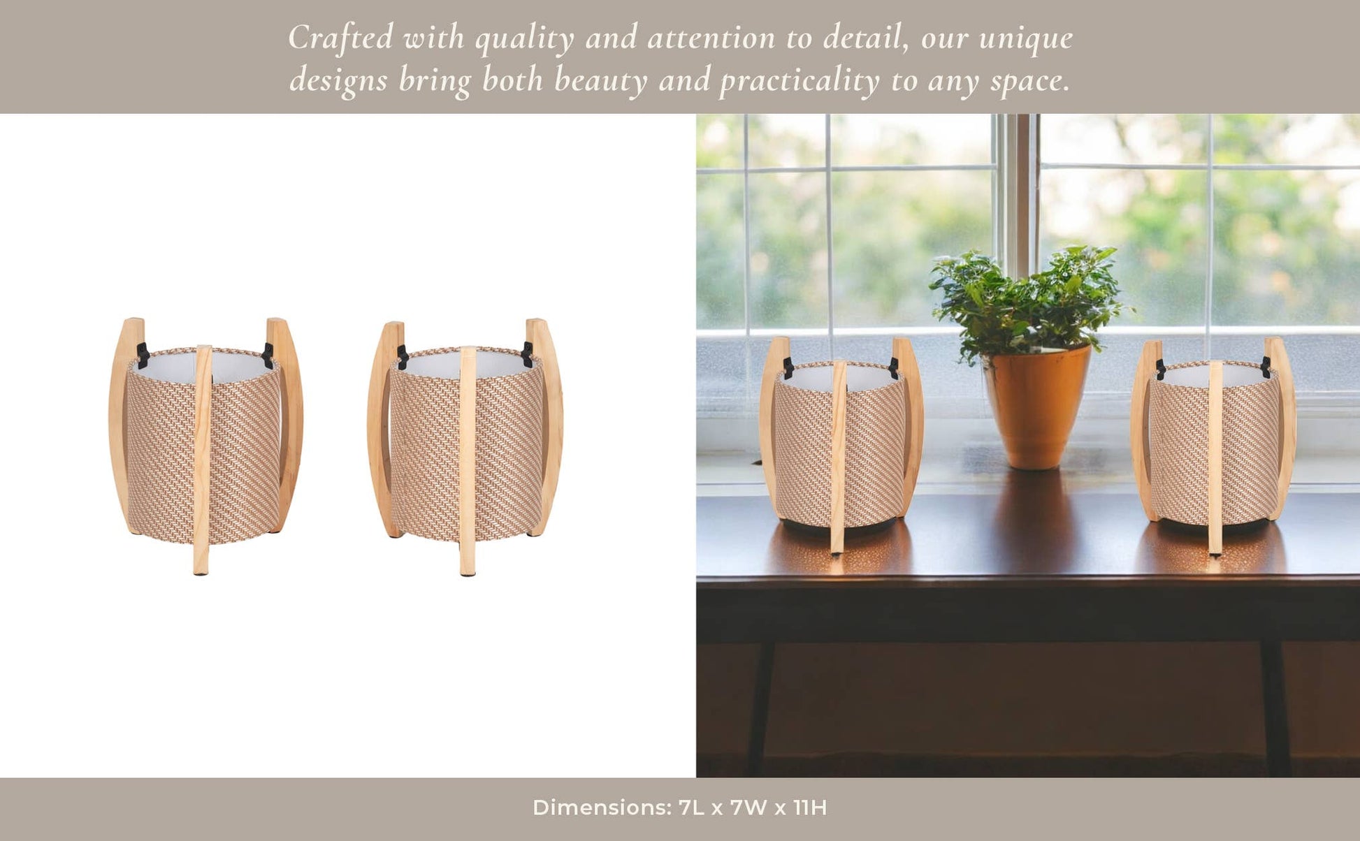 Table Lamps Set of 2 - Ivory Wood Cylinder Tripod, 11 in.