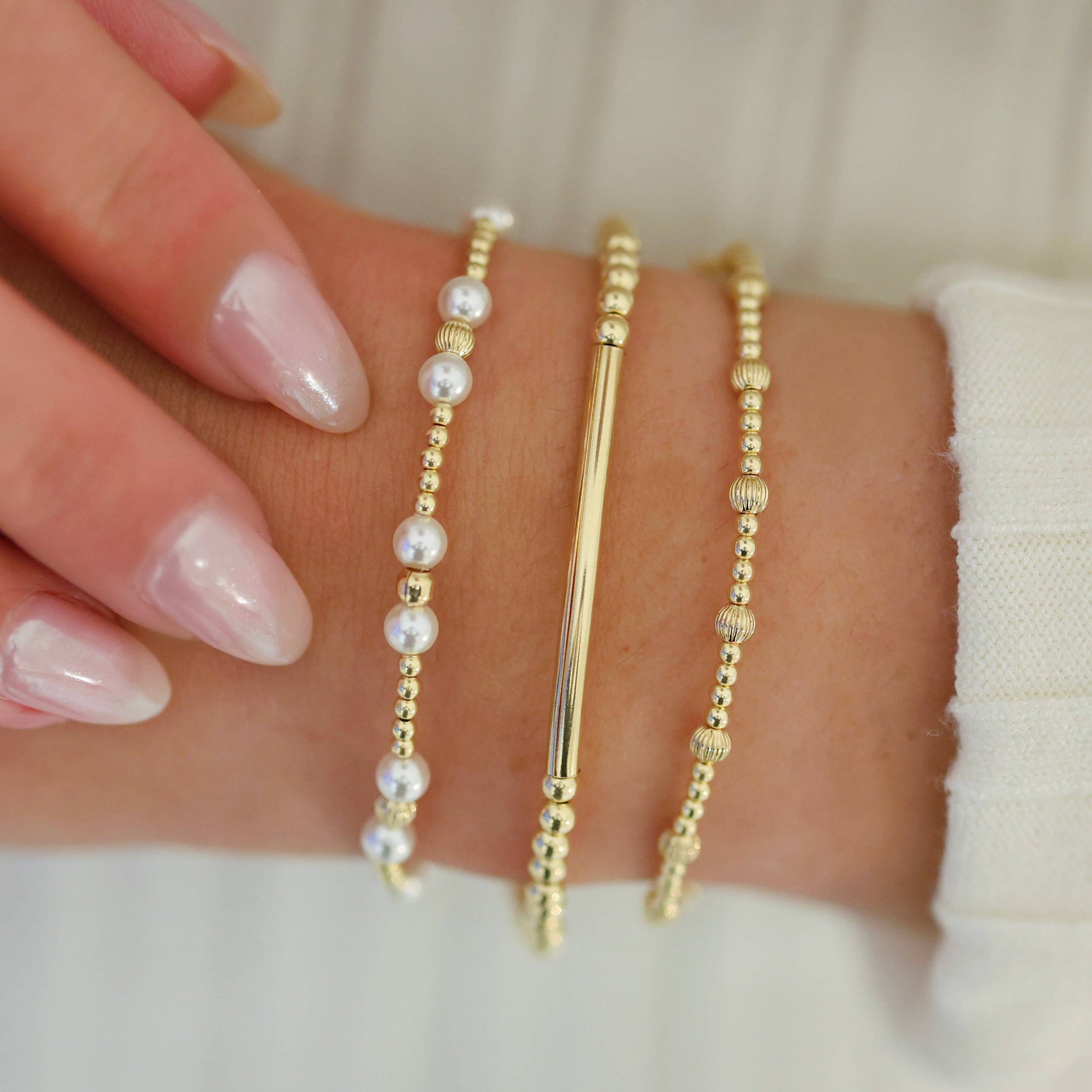 Kimberly | Gold Filled Beaded Bracelet with Pearls